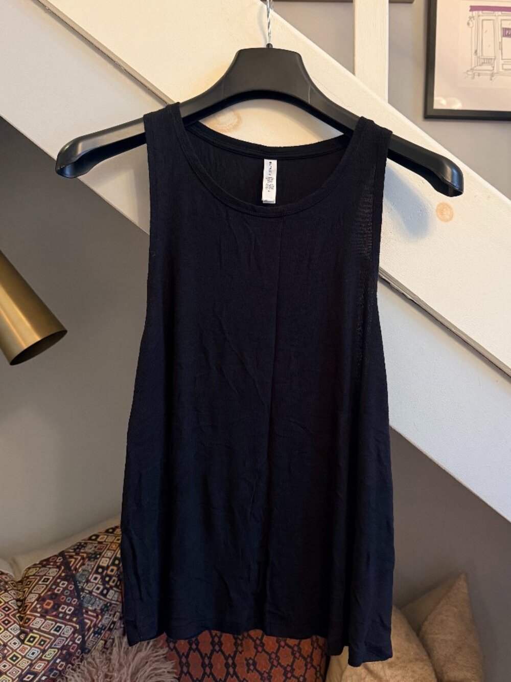 Athleta Well-Rested Fine Rib Pajama Set (Wide-Leg Pants & Tank) (Black, 1X)